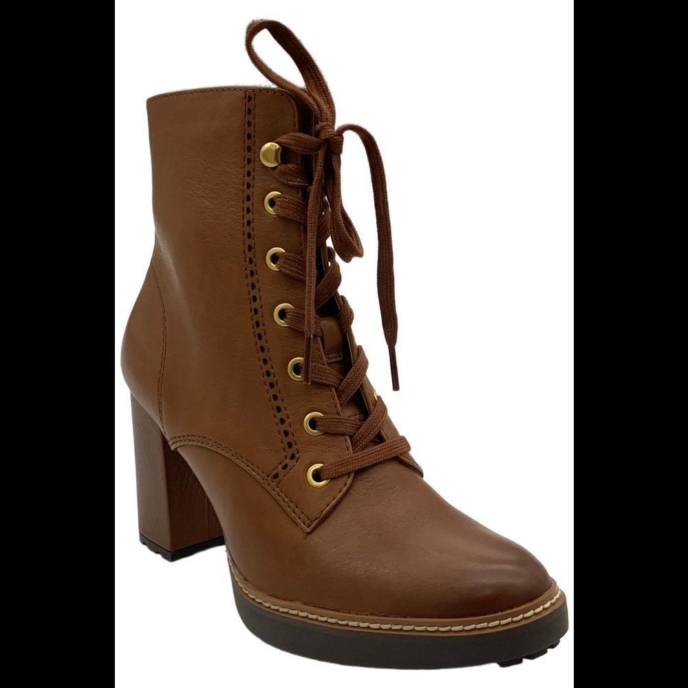 Naturalizer Chestnut Lace-Up Block Heel Ankle Boots